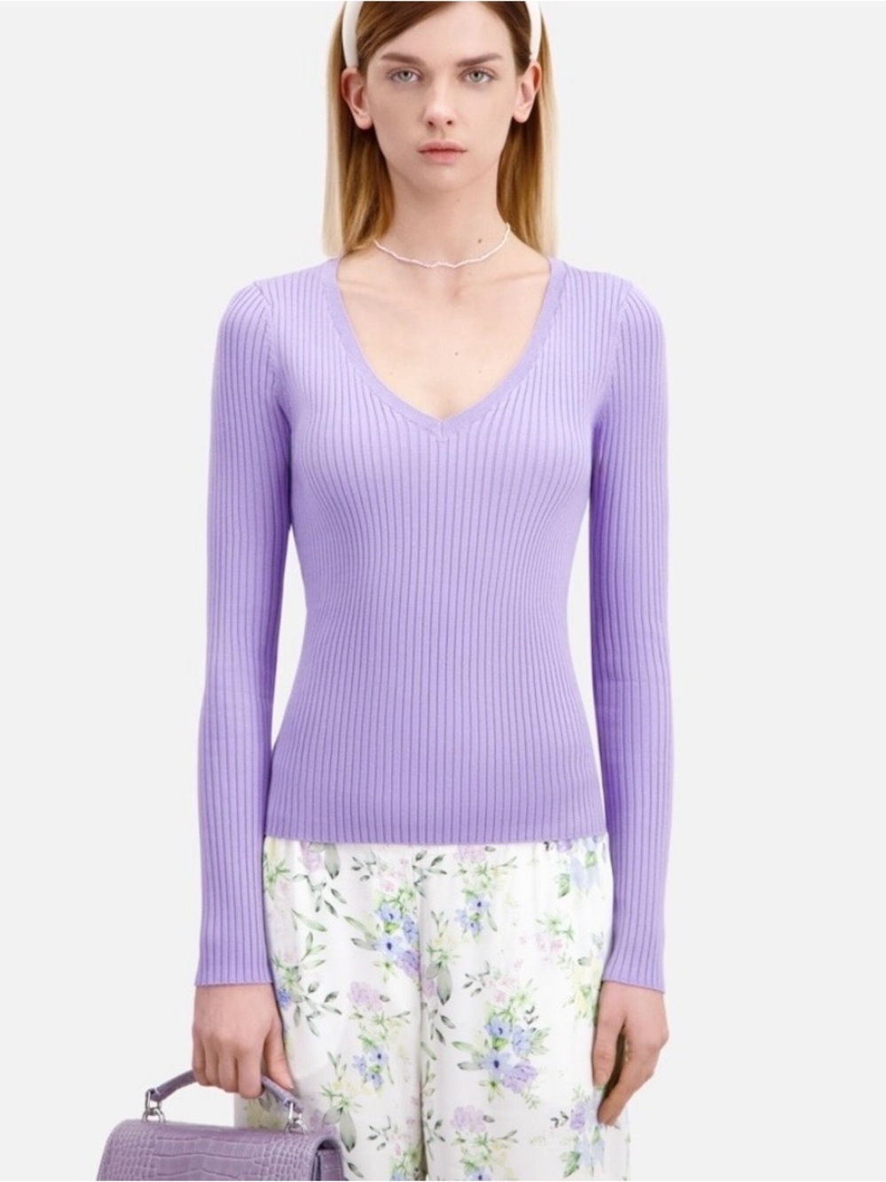 The Kooples Lilac Ribbed
Knit Sweater NEW WITH TAG